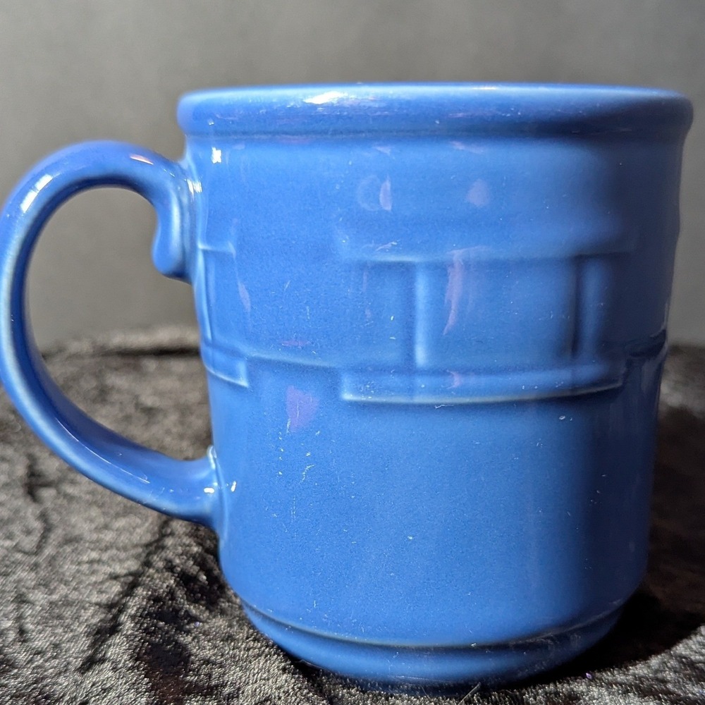 Longaberger Pottery Woven Traditions Blue Coffee Mug USA Vitrified Stoneware